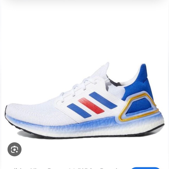 Adidas Men's Ultra BOOST 20 'White Royal Blue Red' Running Sneakers - Picture 4 of 15